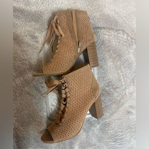 Circus/ Kohls - Open Toe Tan Bootie